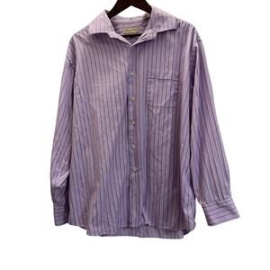 Tommy Bahama Men’s Shirt Button Down Striped Long Sleeve Purple 17 1/2